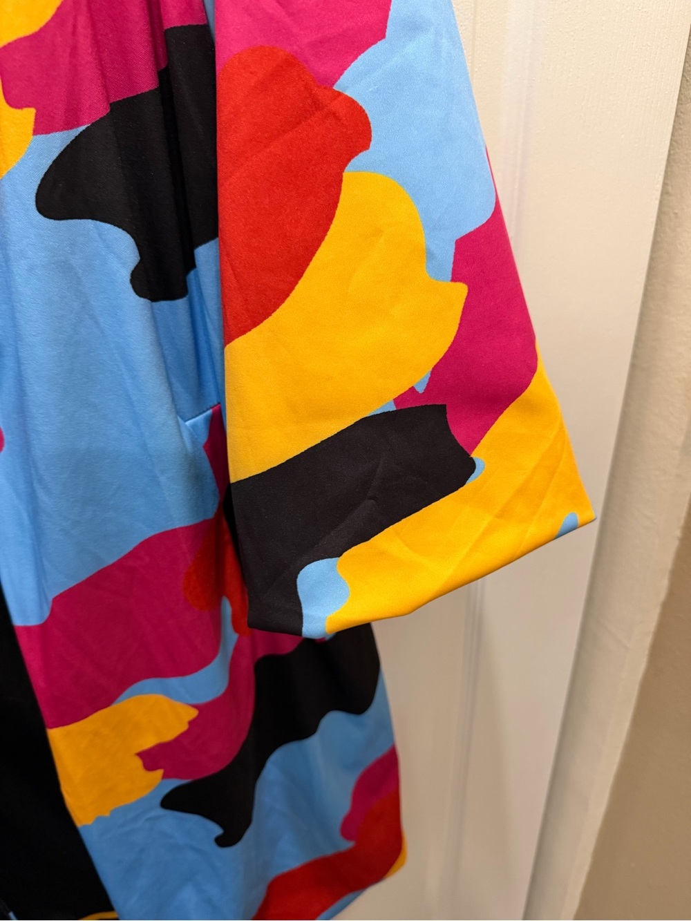 Kate Hewko multicolor camo-print duster coat abstract balloon sleeves L - Picture 3 of 5